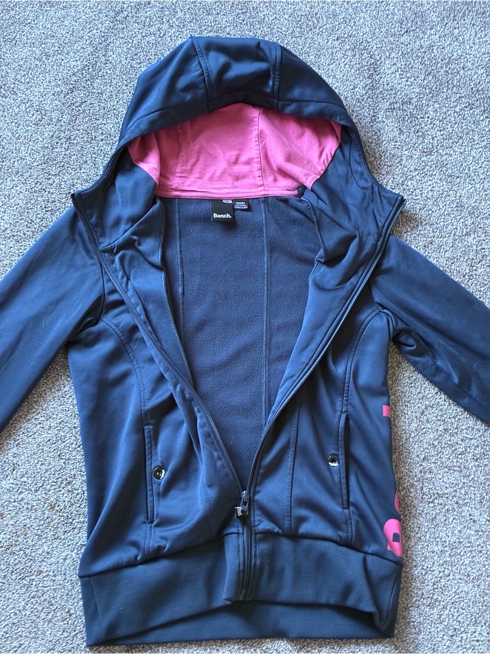 Bench Women’s Satin Finish Hoodie With Pink Interior